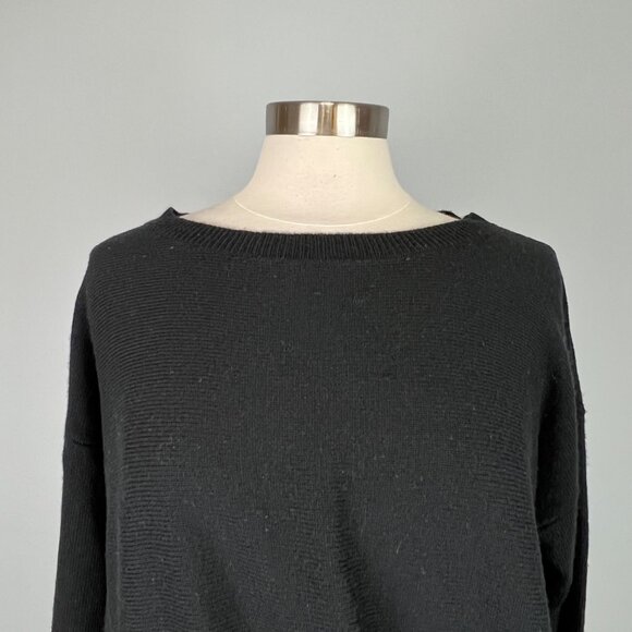 J Crew Womens Black Tie Front Boat Neck Sweater Wool Blend size Medium - Picture 3 of 12
